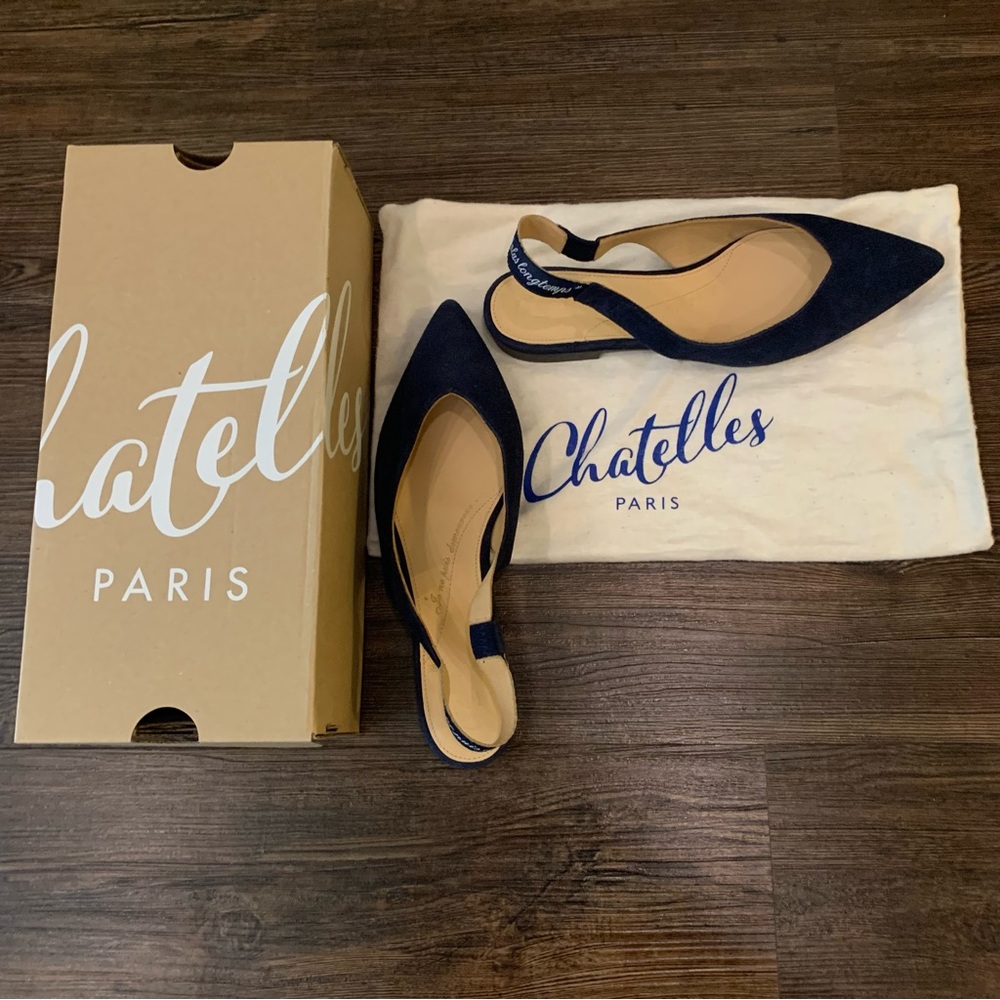 Chatelles Paris Women's Navy Suede Slingback Shoes